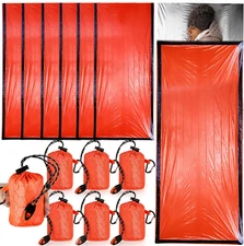 6 Pack Emergency Survival Sleeping Bags, Thermal Bivy Sack Blanket, Lightweight 