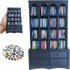 Mini Bookshelf for Anxiety Relief - 1:12 Scale Vintage Bookcase with 4 Drawers