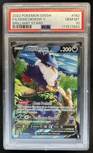 2022 Pokemon SWSH Brilliant Stars Honchkrow V #162/172 PSA 10 GEM MINT