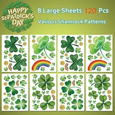 8PCS/ Set PVC Shamrocks Window Stickers Waterproof Static Cling for Window Glass