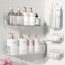 Adhesive Wall Shelf, Shower Shelves 5 Pack with Soap Holder, Shower Organizer...