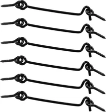6Pcs Black Cabin Hook and Eye Latch, 4" Swivel Window Gate 4 Inch, 