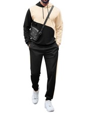 Men's 2 Piece Jogging Tracksuit Set Contrast Color Fall Sportswear Casual Dra...