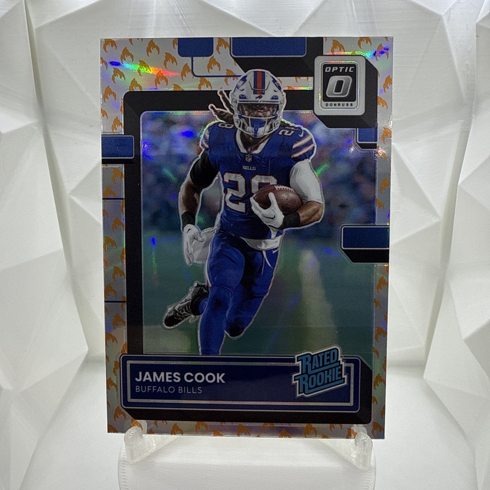 2022 Panini Donruss Optic - Rated Rookie James Cook #215 Fire Prizm (RC)