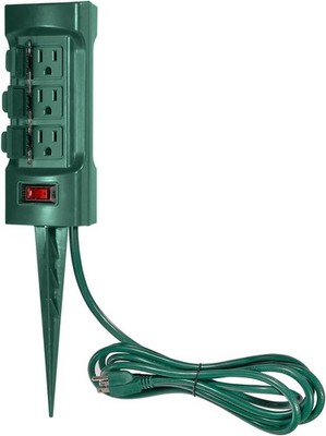 BESTTEN Outdoor Power Strip with Covers and Overload 6 Outlets - 9ft, Green 