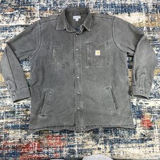 Carhartt Men s XL Rugged Flex Fleece Lined Shirt Jacket Charcoal Gray -Damaged