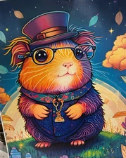Canvas Print Guinea Pig Art 12 x 16 Psychedelic Madd Hatter Hippie Print Bold Co