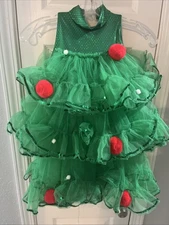Rocking Around Christmas Tree Girl’s Dance Costume Sz Children’s Med Tights Bow