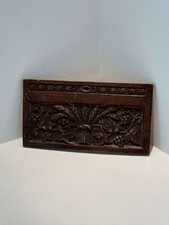 Ancien panneau bois sculpté bas-relief blé vigne élément boiserie meuble 24cm