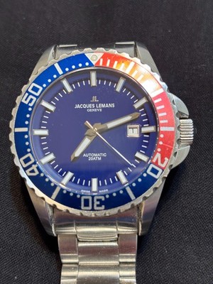 JACQUES LEMANS GENEVE SWISS MADE AUTOMATIC 42MM ALL STAINLESS STEEL, EXCELLENT 