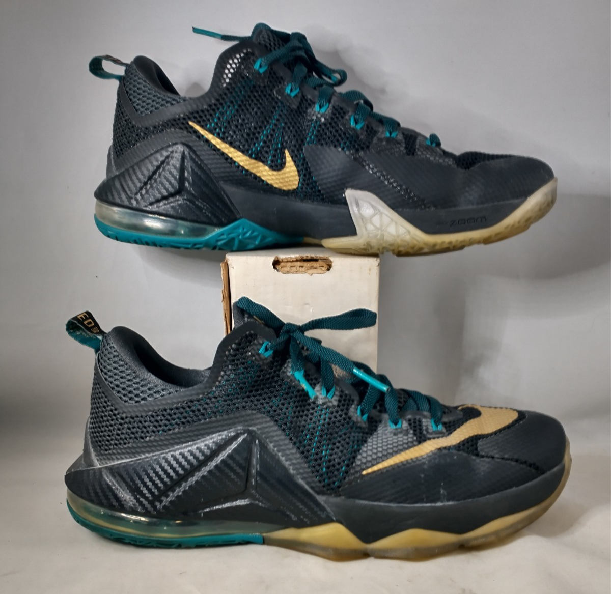 Nike LeBron James 12 XII Low “Black Green Metallic Gold” US men's