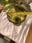 Green Indiana Glass 'Harvest' Pattern Compote With Grape Leaf Motive Avocado — photo 6
