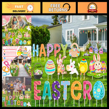 18 PCs Easter Yard Signs with Stakes - Colorful, Weatherproof, Reusable Decor