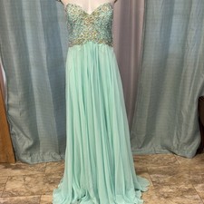 Tiffany Designs Aqua Embellished Formal Prom Dress Embellished Size 16 Lot 1