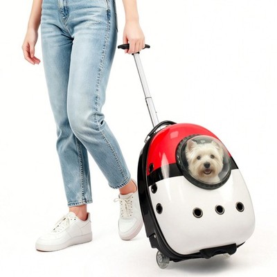 2-In-1 Pet Cat Carrier With Wheels Rolling Trolley Shoulder Bag for Small Dogs