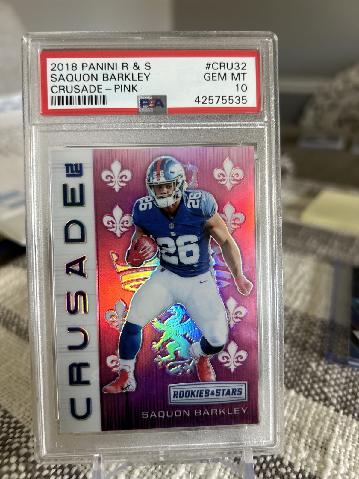 Saquon Barkley Panini Rookies & Stars Crusade #CRU32 Pink
