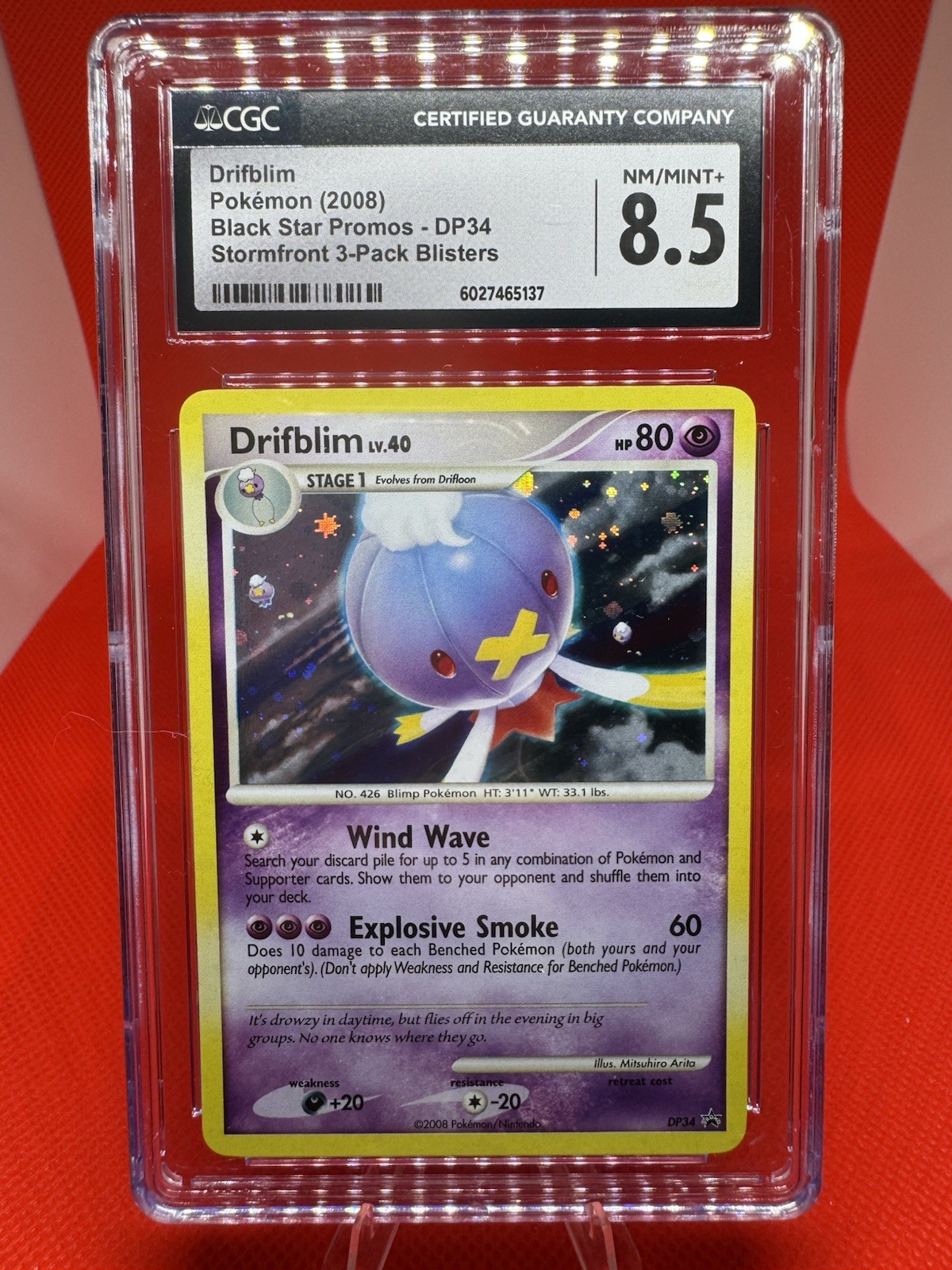 Drifblim DP34 Stormfront 3 Pack Blister Black Star Promo Pokémon CGC MINT+ 8.5