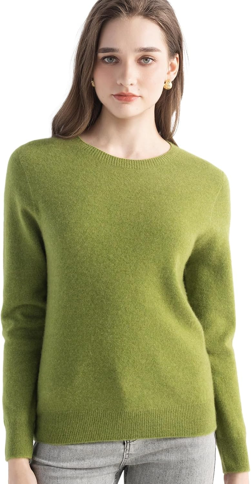 Women’s 100% Pure Cashmere Sweater Crew Neck Long Sleeve Pullover