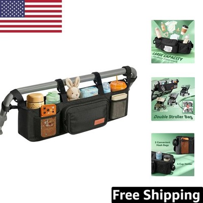 Double Stroller Organizer with 2 Insulated Cup Holders for Ultimate Convenience