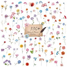 330 PCS Natural Flower Stickers, Self-Adhesive PVC Nature Floral Flower-a
