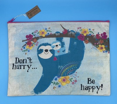 Natural Life Zip Cosmetic Travel Multi Purpose Bag Sloths Don't Hurry..Be Happy!