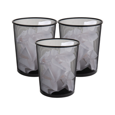 Mind Reader Mesh Trash Can Set Of 3 Waste Paper Basket Round Office Metal Mesh