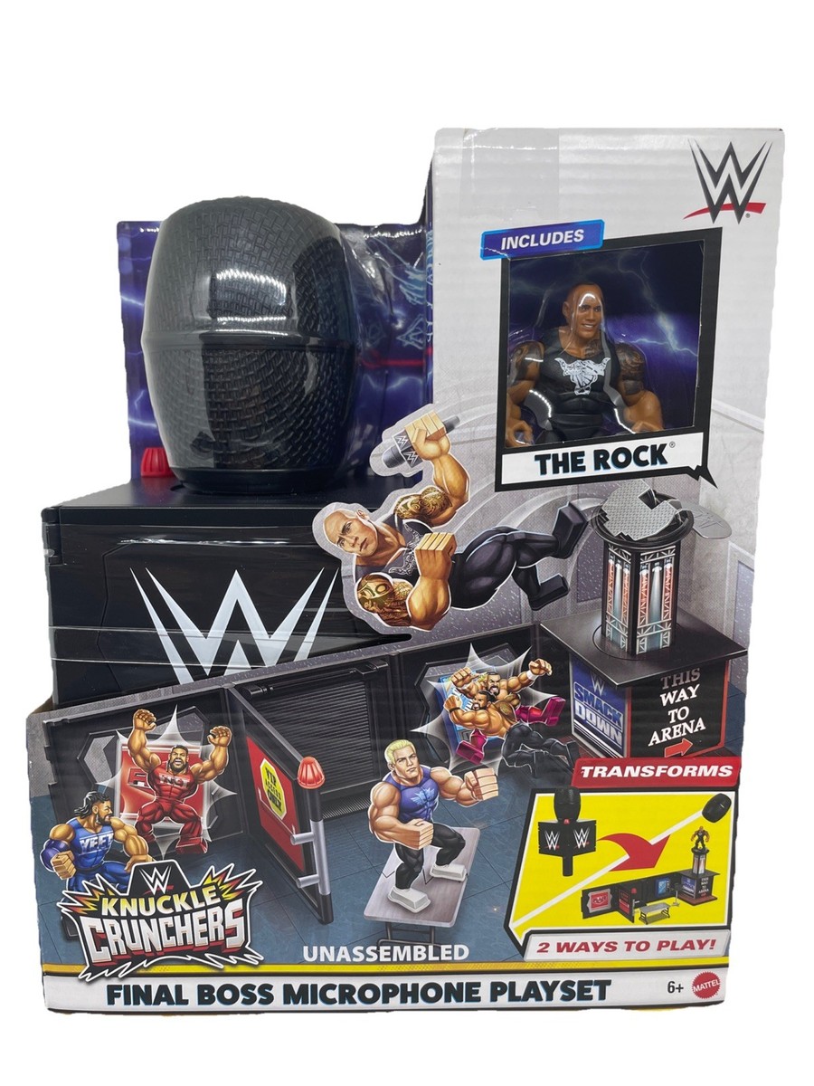 WWE Knuckle Crunchers The Rock Final Boss Microphone Playset FREE