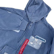 Disney Women's Full Zip Hoodie XL Blue Lilo and Stitch Multi Patch NEW