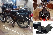 LEATHER SADDLE PANNER BAG FIT FOR ROYAL ENFIELD SUPER METEOR 650 BLACK