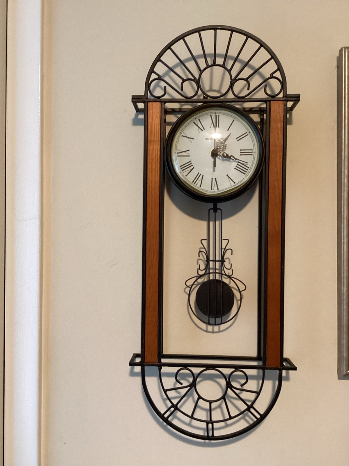 “Howard Miller” Wall Clock, Wrought Iron, Wood, #675-241, Working