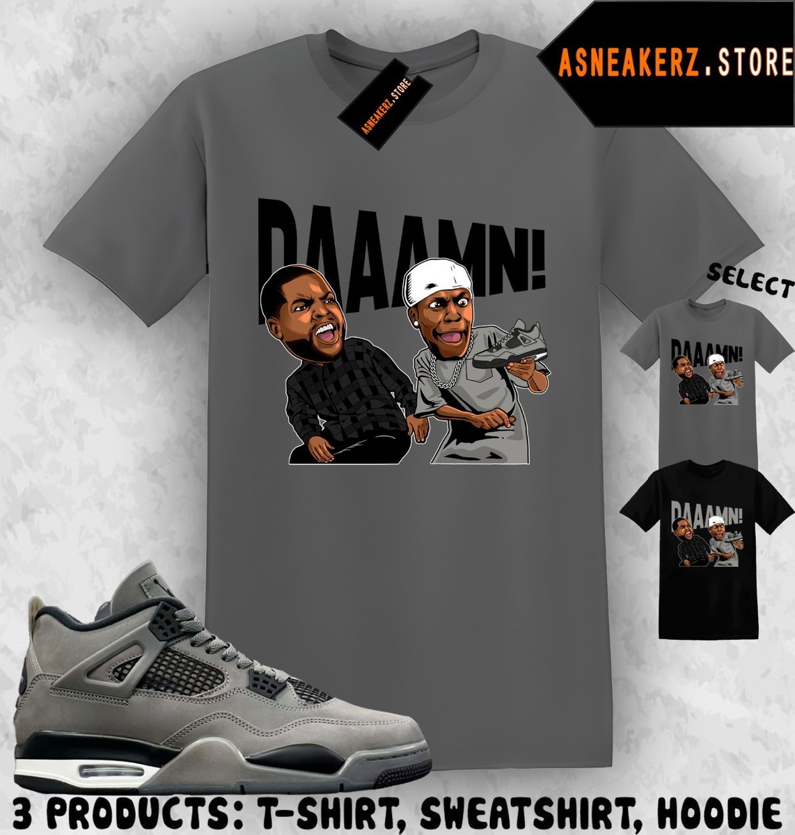 Shirt Match AJ 4 Cave Stone 2025 Sneaker Matching Tee Damn Meme Friday T- Shirt | eBay