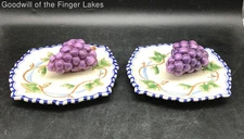 Set of 2 Bella Casa by Ganz Decorative 7.5" Wall Plates with 3D Grapes