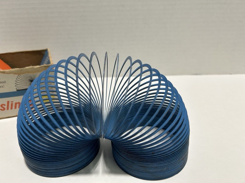 Slinky Blue Vintage Metal Original Slinky with Box Made in USA James Indust