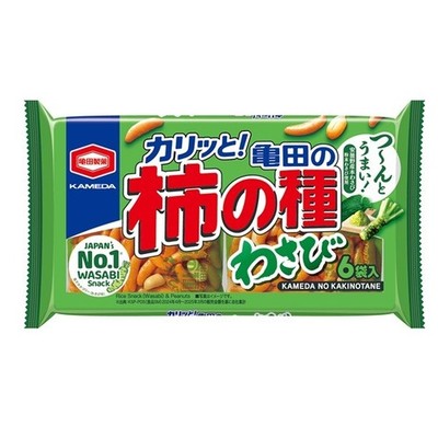 Kameda Kaki no Tane Wasabi Flavor 164g (6 Packs)   Japanese Rice Crackers with P