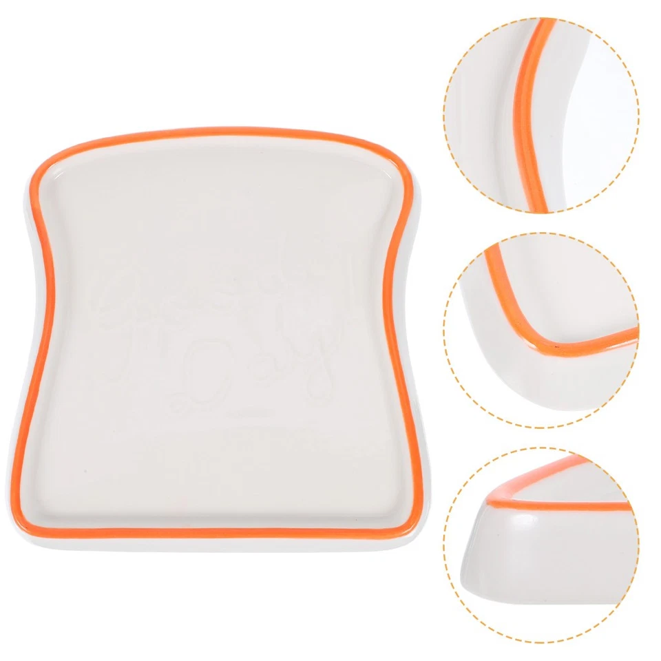  Breakfast Plate Toast Shape Meal Non Breakable Plates Ceramic Kids Cake