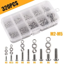320Pcs Metric Machine Screws & Bolts & Nuts Assortment Kit M2/M2.5/M3/M4/M5