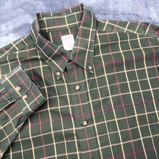 Brooks Brothers Shirt Mens XL Green Plaid Non Iron Button Down Long Sleeve