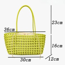 Women Straw Basket Bag Summer Beach Tote Travel Handbag Large Capacity Woven Bag