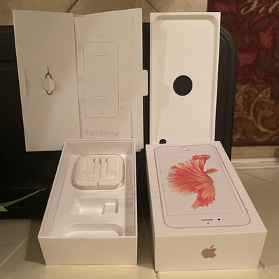 Apple iPhone 6s Plus White Phone Box  only w/ Earbuds  & SIM Tray  Eject Pin