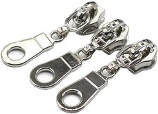 50 Pcs 5 Silver Zipper Pulls Sliders For Nylon Coil Bags Luggage