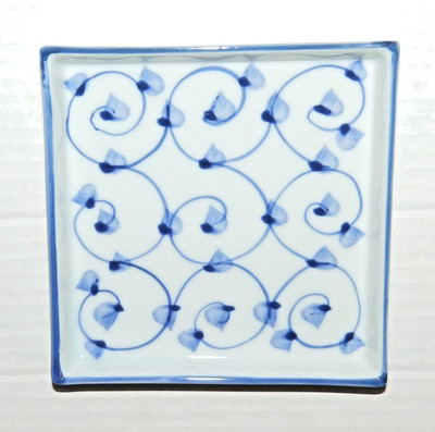 Vintage Tiffany & Co. Porcelain 5'' Blue & White Vine Trinket Jewelry Dish