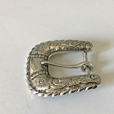 .75  Sterling Silver Rope Border Floral Engraved Western Belt Buckle 35.6g SB37