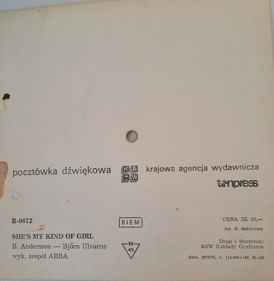 Flexi ABBA - She's My Kind Of Girl (1973) - Bild 2 von 2