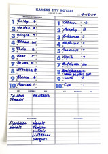 2004 Wichita Wranglers Game Used Lineup Card KEVIN APPIER AA Texas League