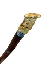 Vintage Antique 1800  Antler Stag Handle Wood Knob Swagger Walking Stick Cane