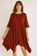 Free People Beach Dress Tunic Red Handkerchief Hem Boho Pima Cotton