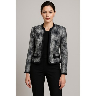 Cache career blazer jacket black gray dressy pockets size 6