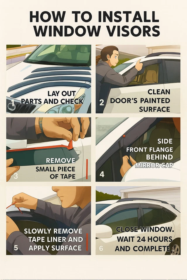 Комплект из 4 дефлекторов для защиты от дождя козырька дымчатого окна для Suzuki Forenza 2004-2008 годов выпуска - Изображение 4 из 4