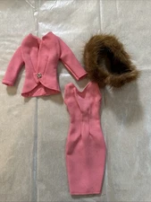 Pink Barbie clone Wendy Sheath Dress And Jacket And Brown Mink Wrap 