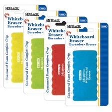 BAZIC Magnetic Whiteboard Eraser w/ Foam Comfort Grip, pack of 24